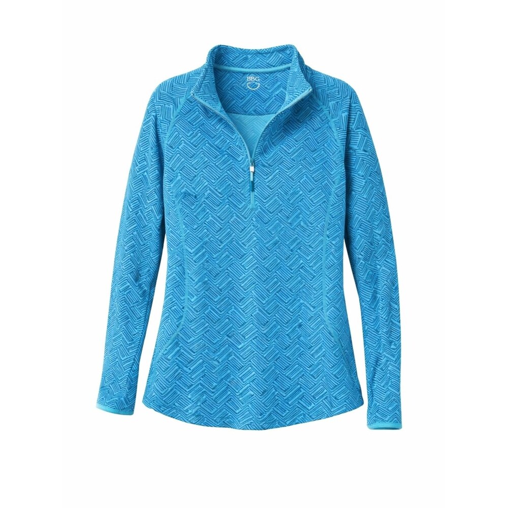 BCG Womens Pullover Large Blue Quarter Zip Athletic Top Long Sleeve Activewear